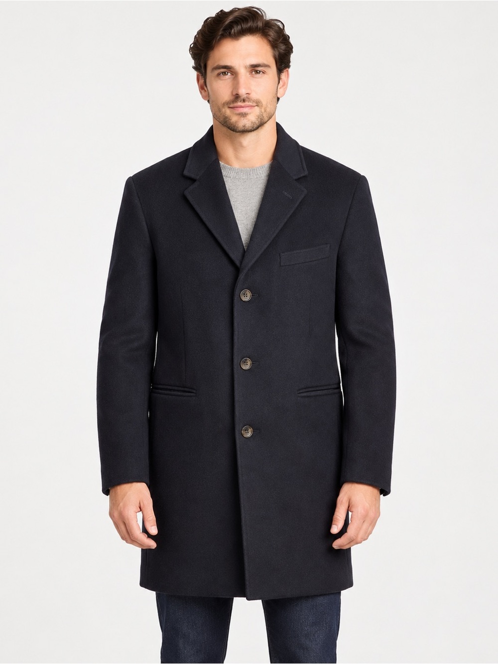 J.Crew Ludlow Wool Cashmere Topcoat Men’s 42R Navy Italian Fabric